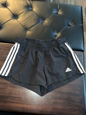 adidas Black Athletic Shorts with White Side Stripes